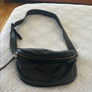 HOBO Black Leather Bag with Gold Accents